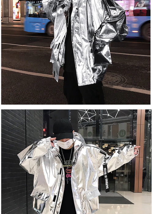 Hooded Shiny Loose Jacket