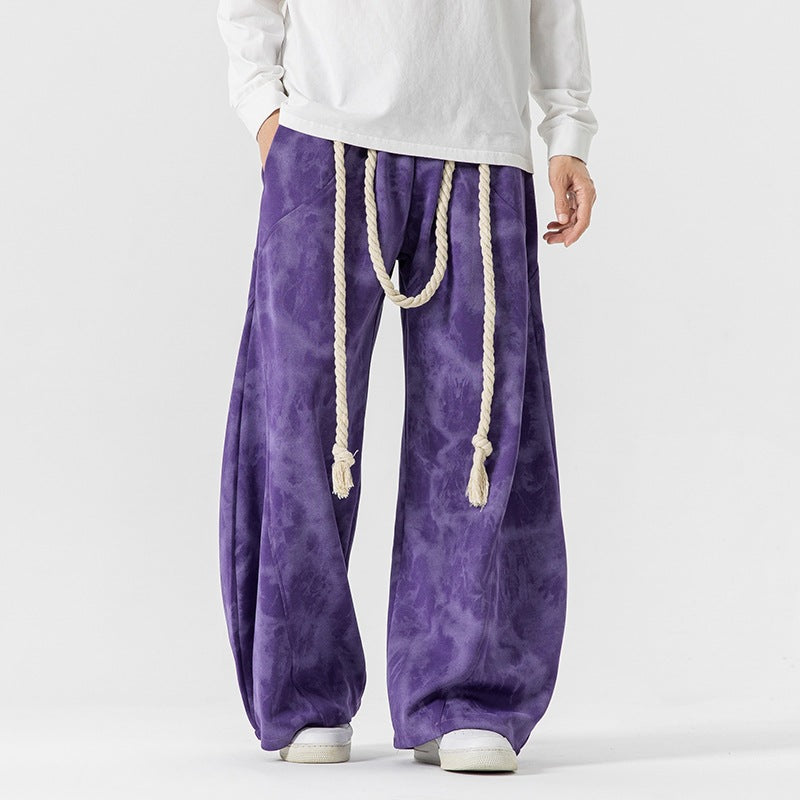 Mens Plus-Size Japanese-Hong Kong Style Tie-Dye Casual Sweatpants