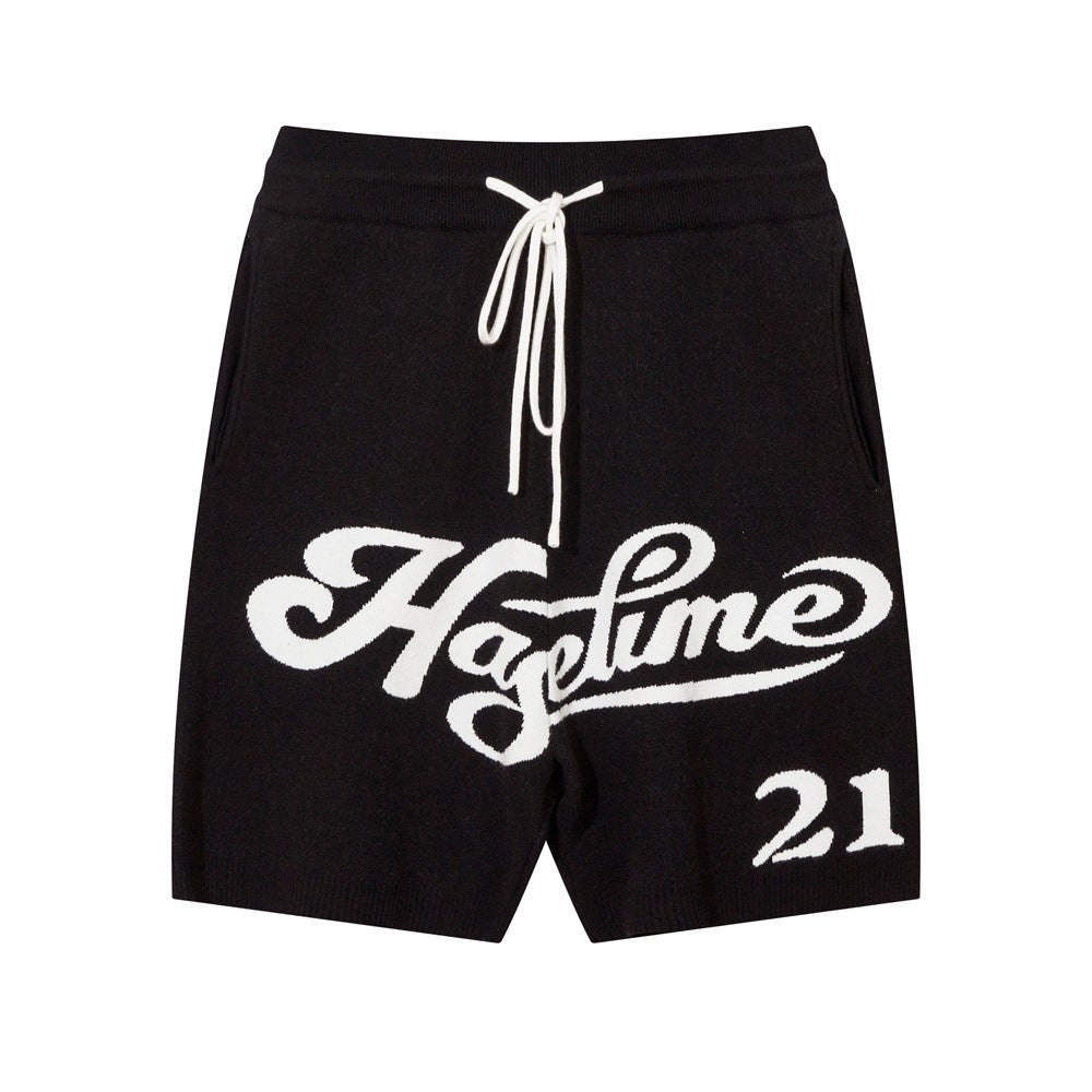 Jacquard Letter Wool Shorts For Men