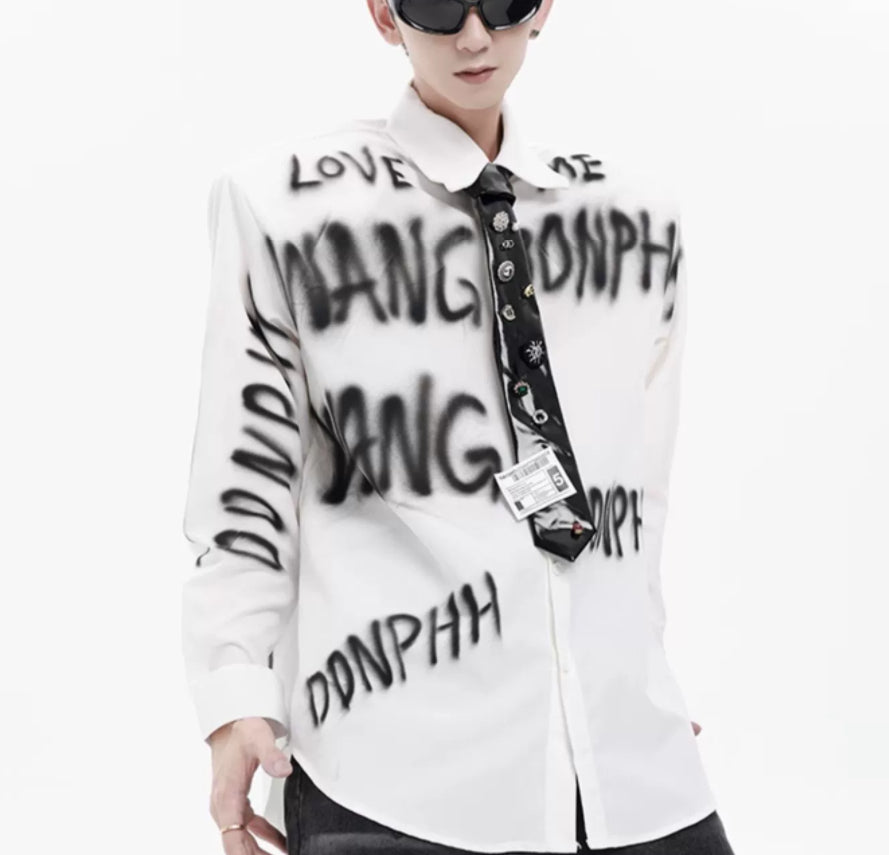 Profile Padded Shoulder White Shirt