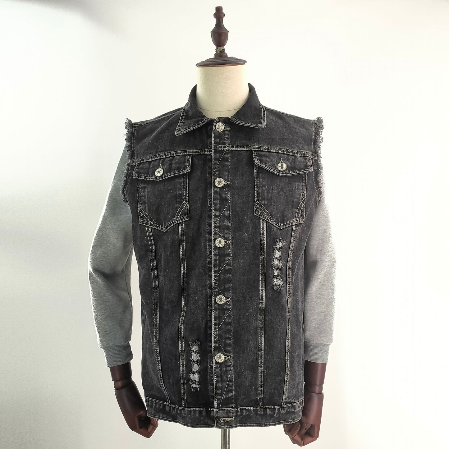 Eagle Print Street Denim Vest Coat
