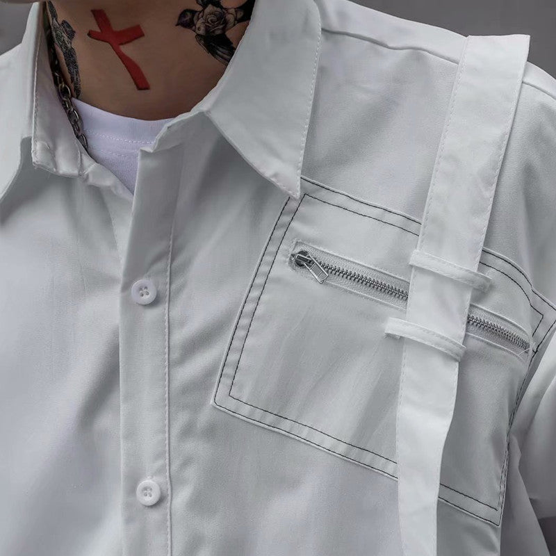 Loose white long sleeve shirt men