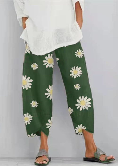 Women's Pants Daisy Printed Harem Pants Pocket Casual Pants