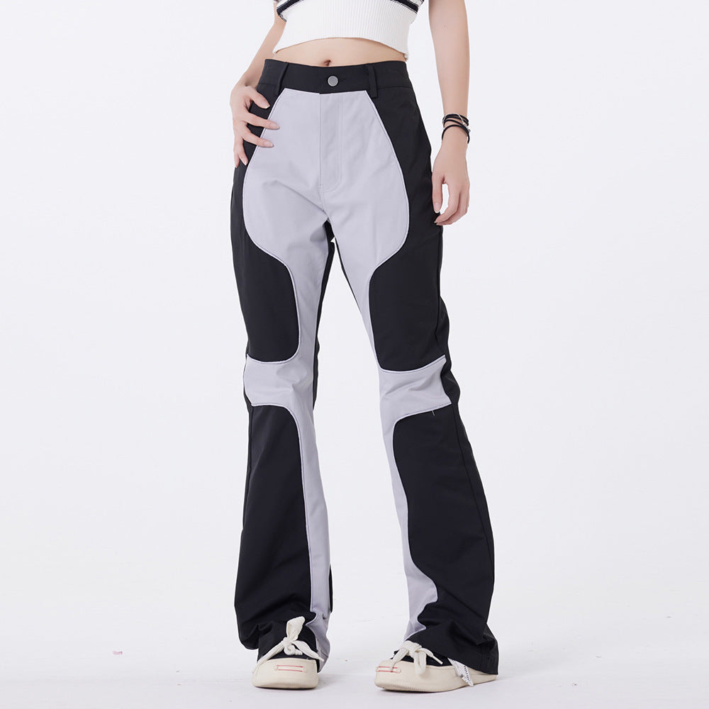 Women's Contrast Color Casual Wide-leg Pants