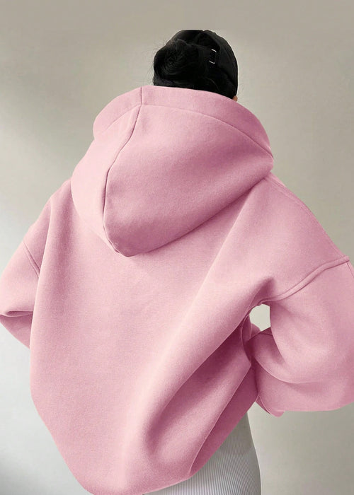 Women's Solid Color Hoodies Long Sleeve Hooded Solid Color Loose Sweater