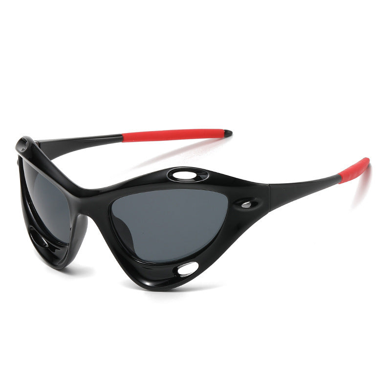 Large Frame Cat Eye Personality Hollow Out Cycling Sunglasses