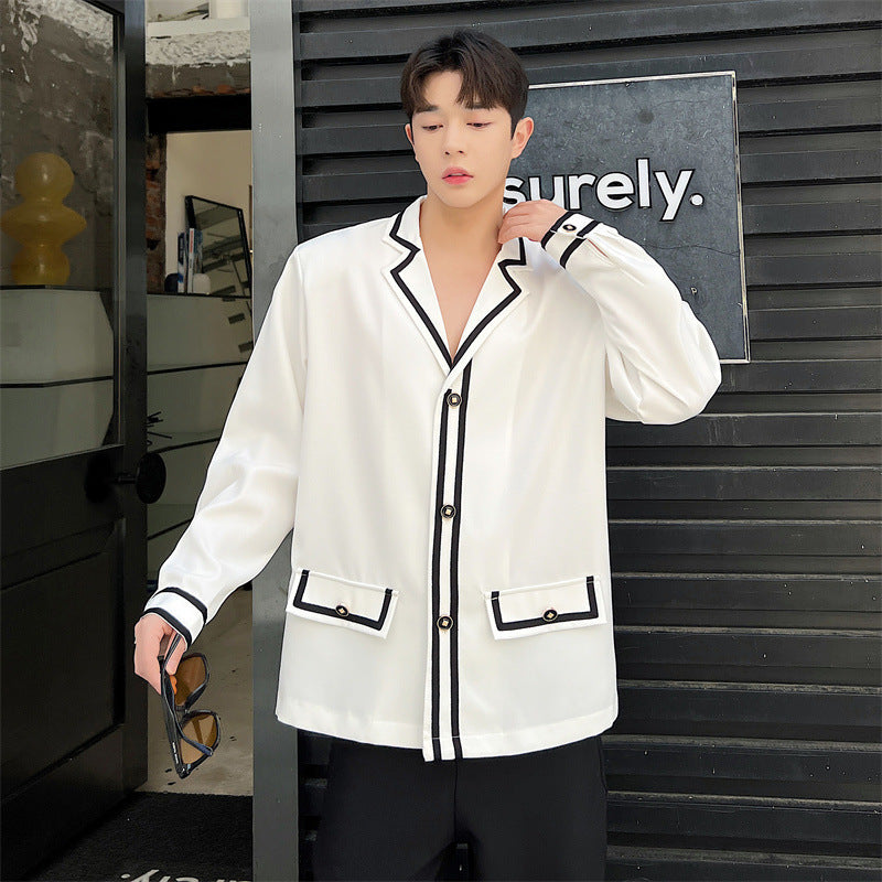 Suit Lapel Shirt Men Long Sleeve