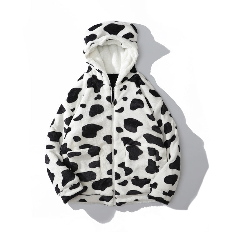 Winter Double-sided Cow Panda Faux Fur Coat On Both Sides