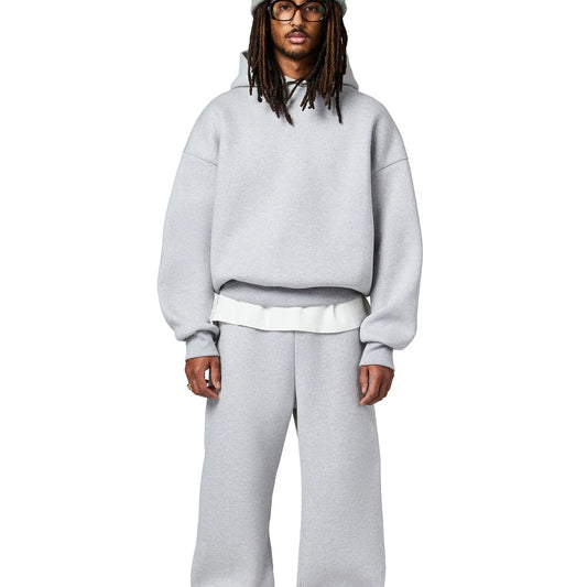 Hooded Loose Outfit Drop-shoulder Sweatshirt Hidden Drawstring Belt