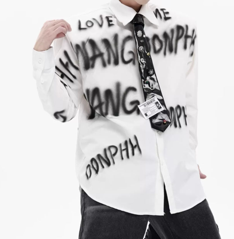 Profile Padded Shoulder White Shirt