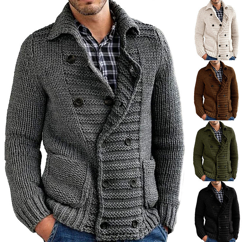 Cardigan Solid Color Lapel Long-sleeved Knitted Jacket