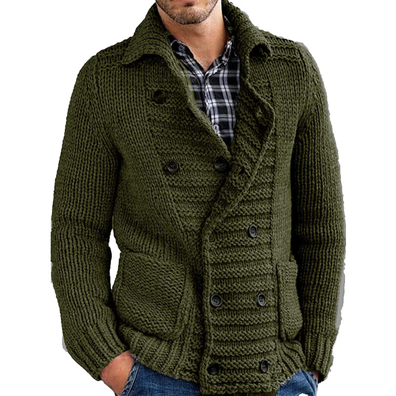 Cardigan Solid Color Lapel Long-sleeved Knitted Jacket