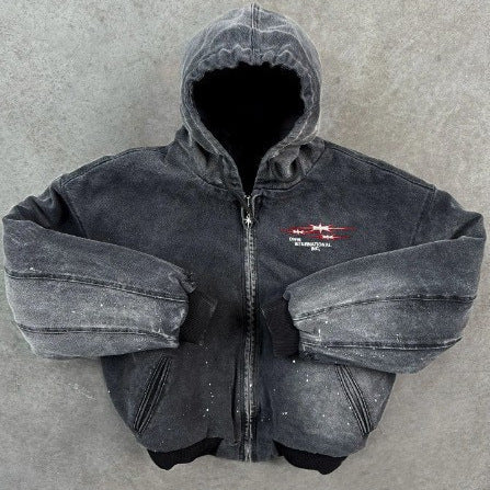 Starlight-Print Autumn Hooded Long-Sleeve Sweatshirt Jacket