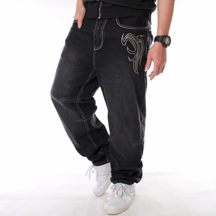 Creative Embroidery Hip Hop Jeans Male