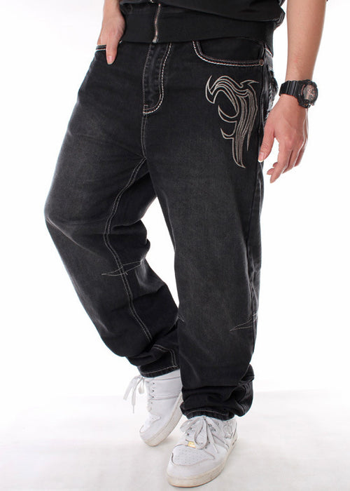 Creative Embroidery Hip Hop Jeans Male