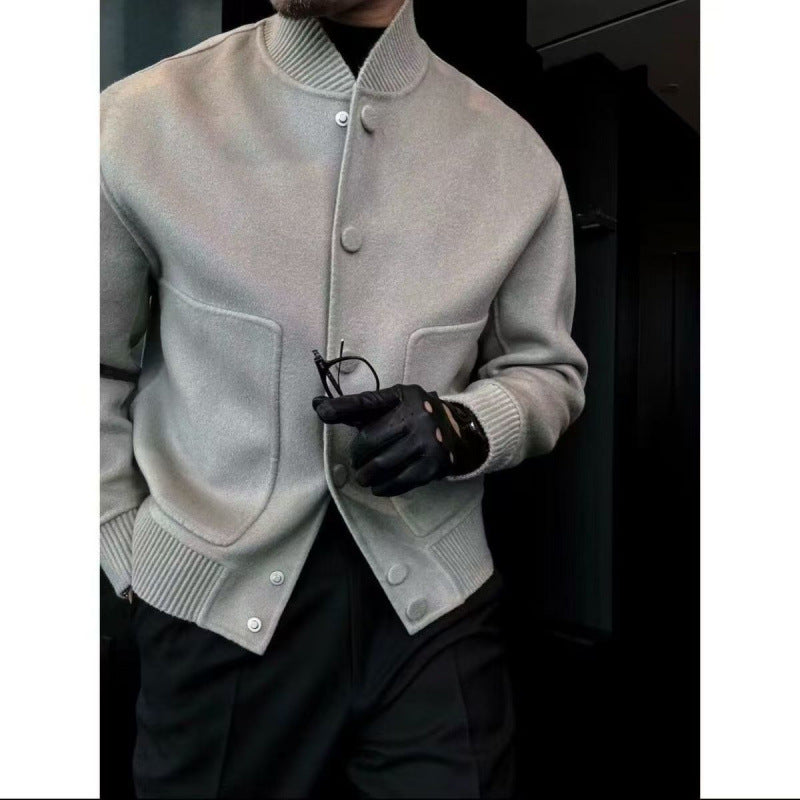 Solid Color Stand-up Collar All-match Trendy Jacket Coat