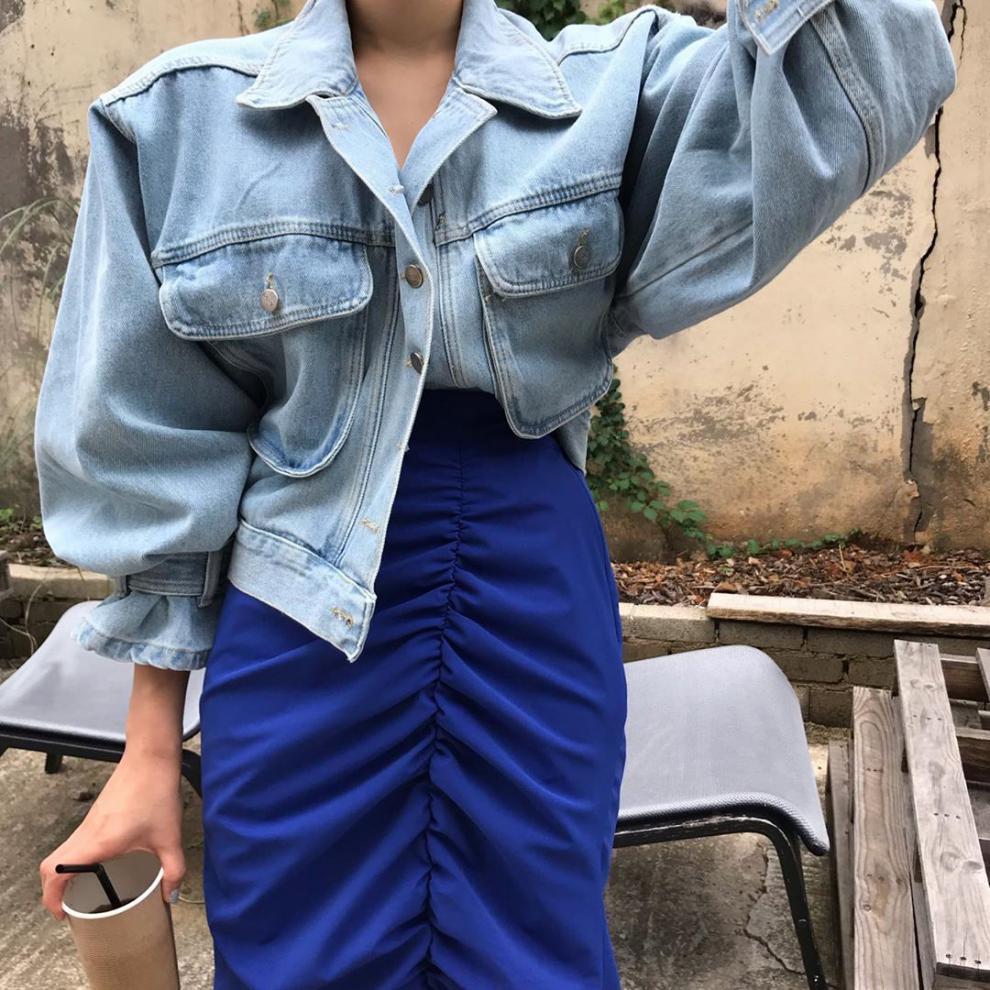 Fashion Short Personalized Denim Coat For Women