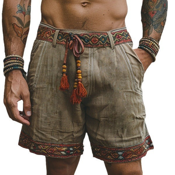 Summer Retro Ethnic Casual Shorts Outdoor Style