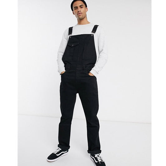 Solid Color Men's Denim Suspenders Jumpsuit