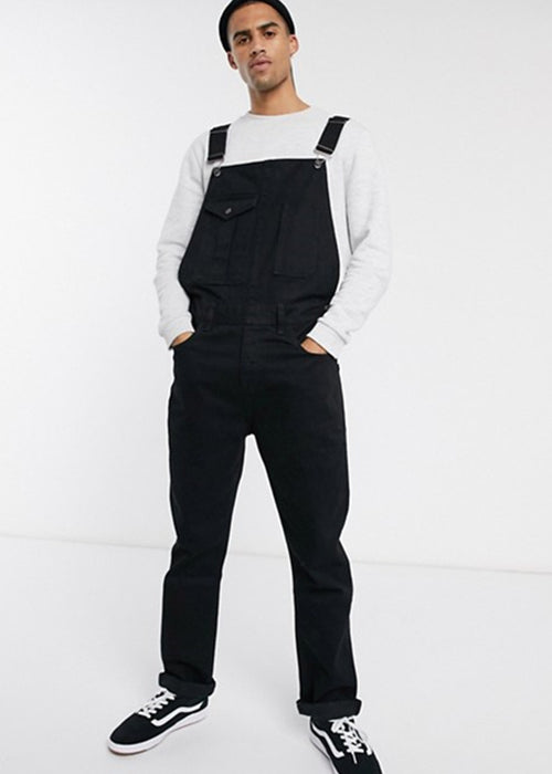 Solid Color Men's Denim Suspenders Jumpsuit