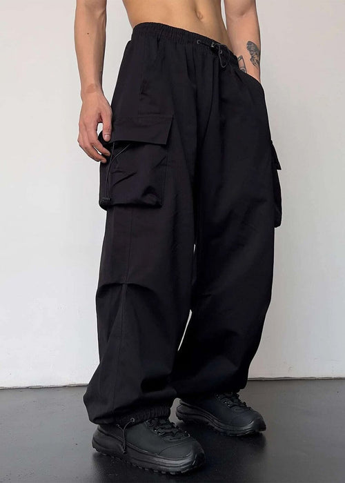 Nylon Quick-drying Overalls Men's Pants High Waist Wide Leg Leisure Drawstring