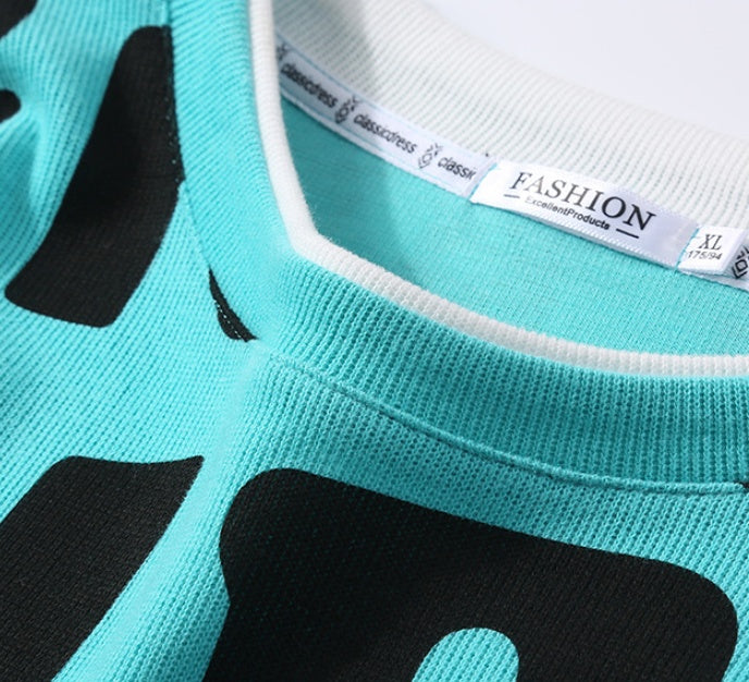 Japanese Men's Autumn And Winter New Round Neck Letter Printing