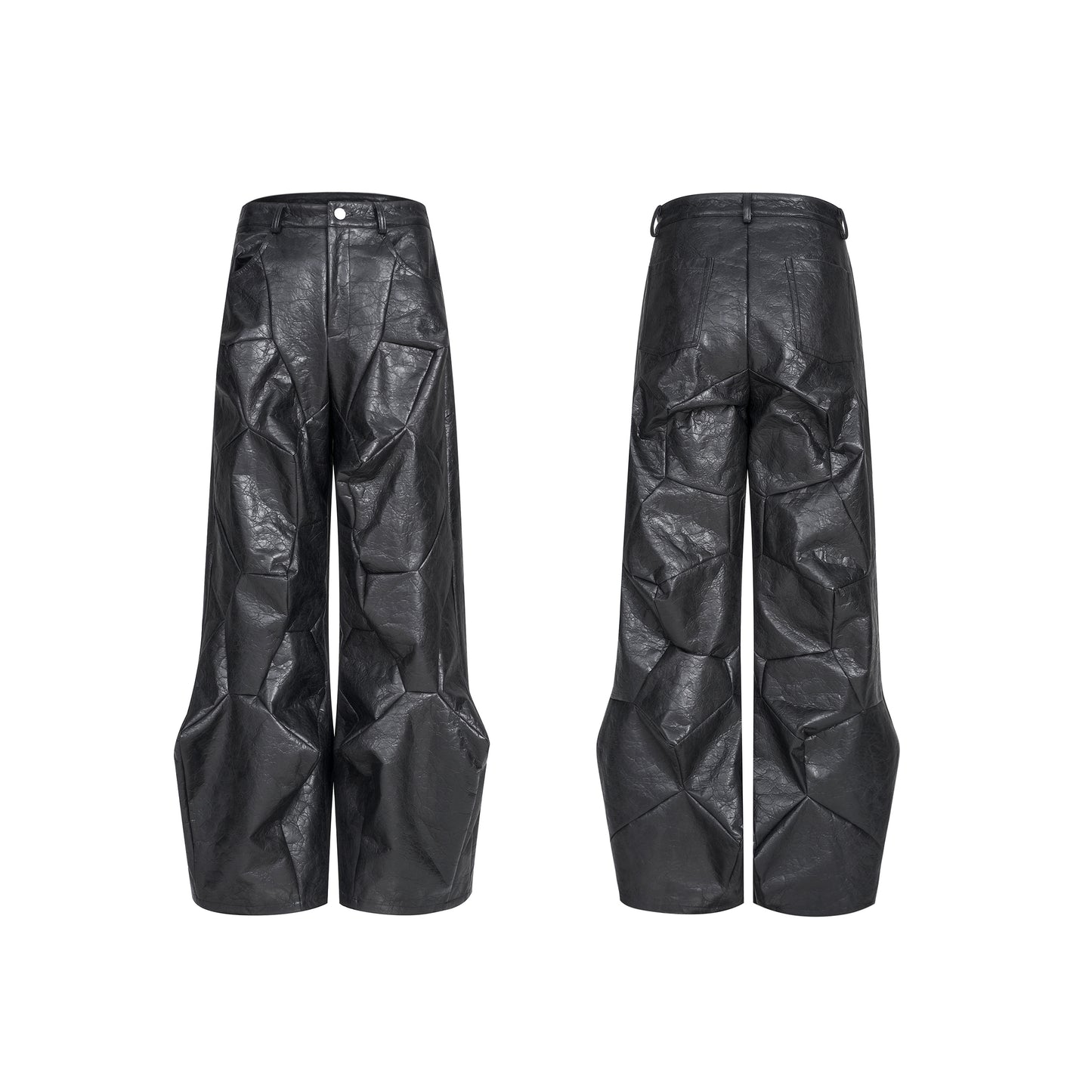 Special-shaped Deconstruction Stitching Pu Leather Pants Men's Autumn