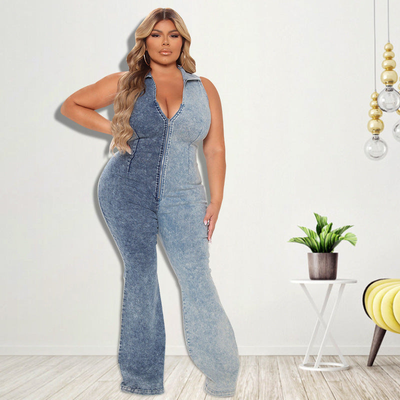 Women's Fashionable Denim Jumpsuit With New Washing Technology