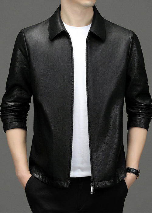 Lapel Ecological Real Leather Clothes Coat Leather Jacket Men