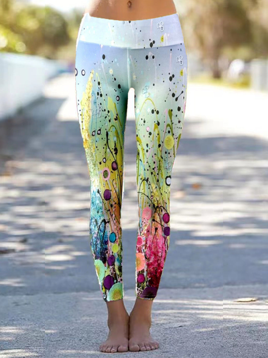 High Waist Peach Tight Pants Print Yoga Pants