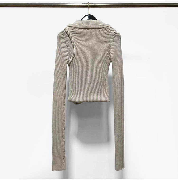 Autumn And Winter Thickening Irregular Rib-knit Cuff One-piece Knitted Sweater