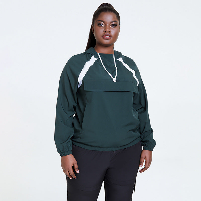 Hooded Running Sweatshirt Women Fitness Yoga Workout Tops