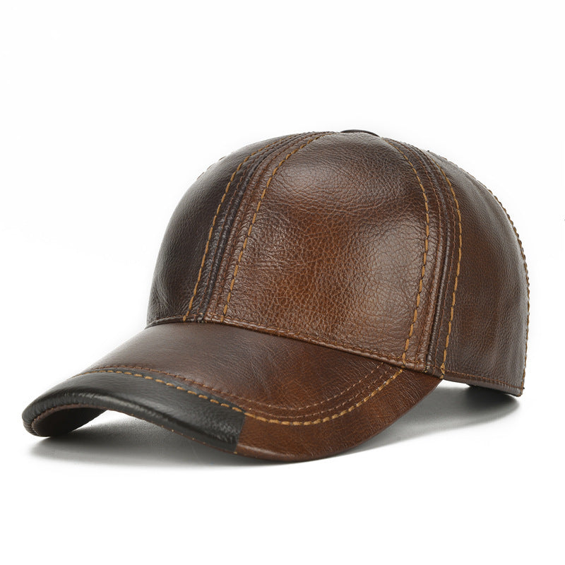 Men Single Leather Thin Baseball Cap