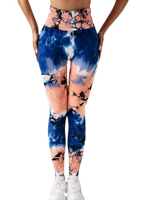 Tie-dyed Fitness For Women High Waist Hip Lift Sports Yoga Pants