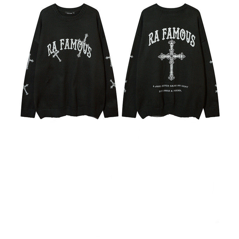 Retro Street Niche Tide Brand Dark Sweater