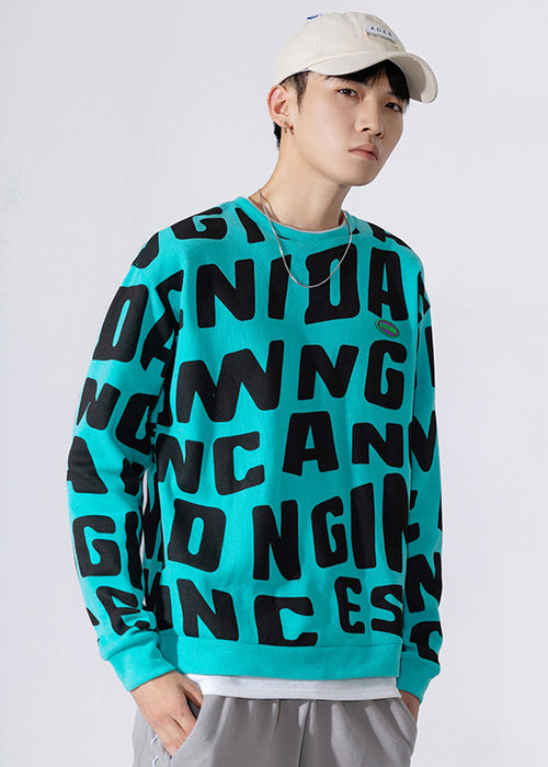 Japanese Men's Autumn And Winter New Round Neck Letter Printing