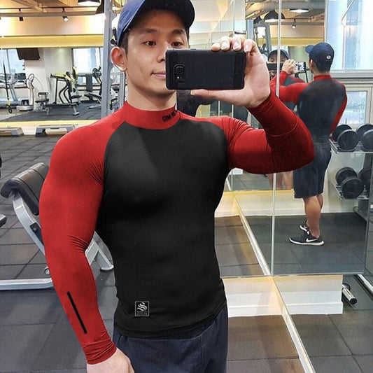 Workout Clothes Contrast Color Slim Fit T-shirt Men