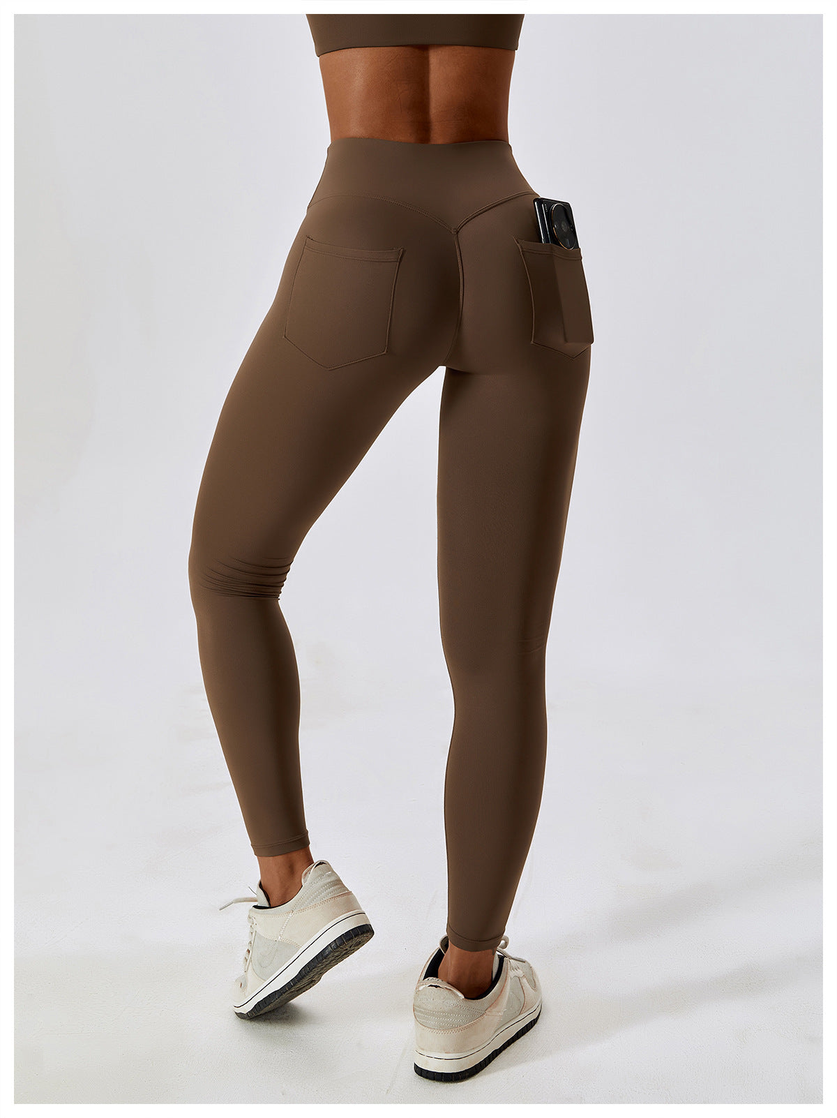 Nude Feel High Waist Hip Lift Yoga Pants Pocket Belly Contracting