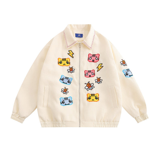 Cartoon Embroidered Casual Jacket For Men