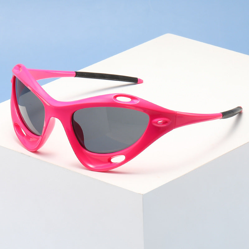 Large Frame Cat Eye Personality Hollow Out Cycling Sunglasses