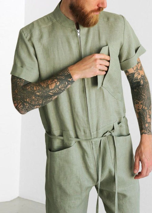 Men's Short-sleeved One-piece Cargo Pants