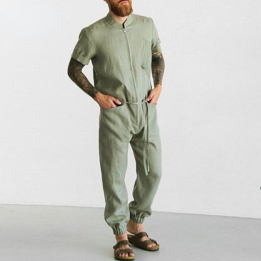 Men's Short-sleeved One-piece Cargo Pants