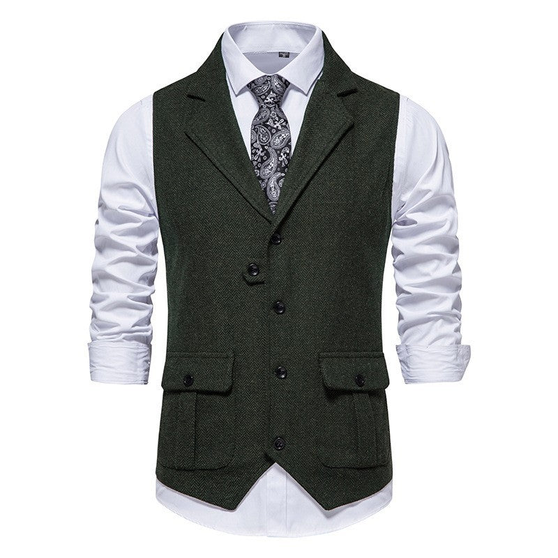 European Single Breasted Retro Vest Men