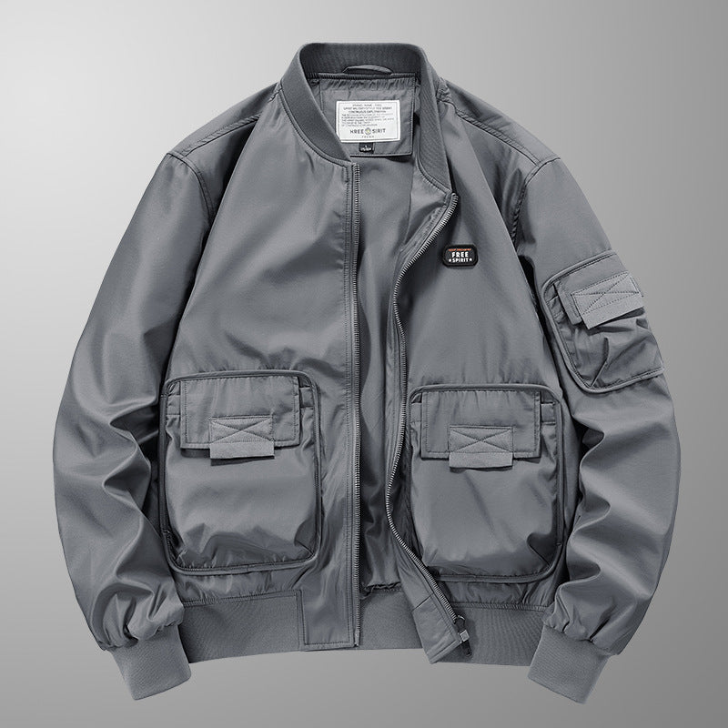 Pilot Jacket Men's Multi-bag Windproof Breathable Retro Coat Top