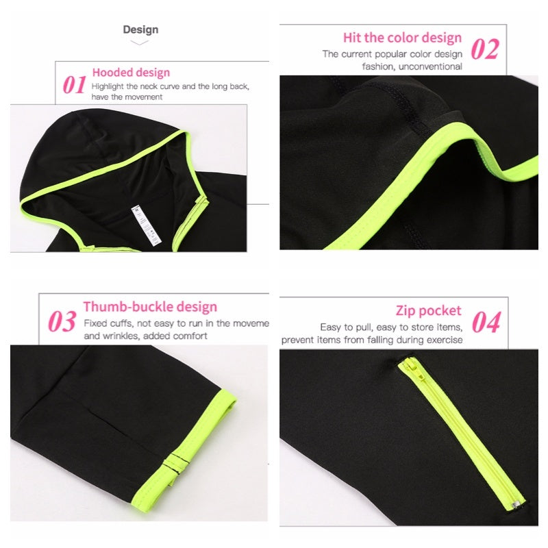 Fitness Yoga Training Running Color Matching Zipper Hoodie Quick Drying Jacket