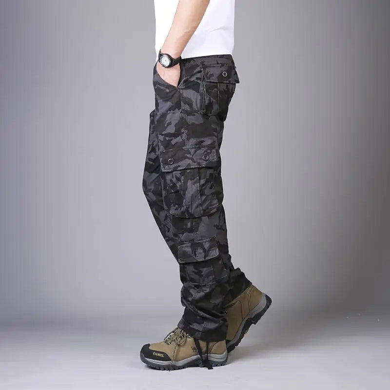 Men's Tactical Camouflage Overalls High-Quality Cotton Multi-Pocket Trousers Sports Training Casual Work Pants
