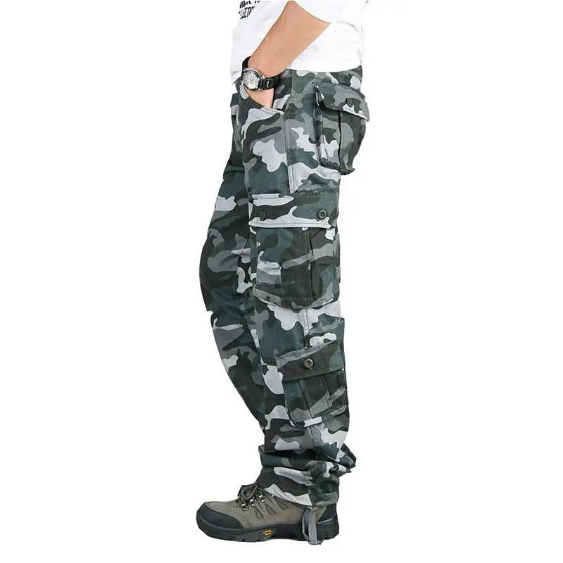 Men's Tactical Camouflage Overalls High-Quality Cotton Multi-Pocket Trousers Sports Training Casual Work Pants