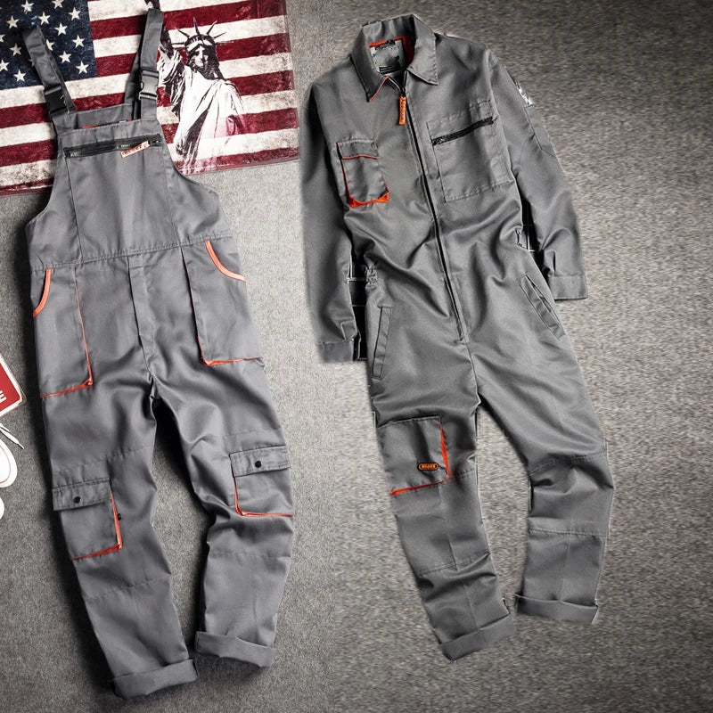 Work Overall Uniform Men Women Work Coverall Car Repairman Jumpsuit Workshop Mechanic Work Clothes Fly pockets Warehouse Rompers