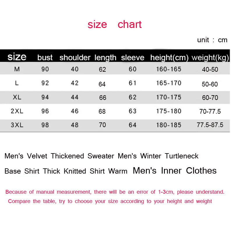 Men's Velvet Thickened Sweater Men's Winter Turtleneck Base Shirt Thick Knitted Shirt Warm Men's Inner Clothes