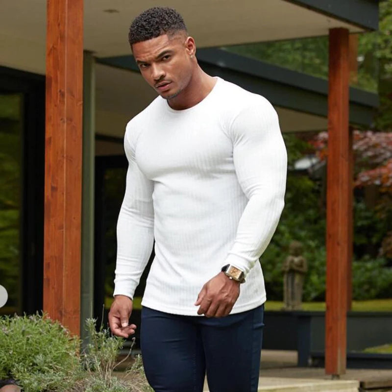 New Spring Fashion Hooded Sweaters Men Casual Turtleneck Sweaters Slim Fit Sports Pullover Men Sweater Gym Knitwear Pull Homme